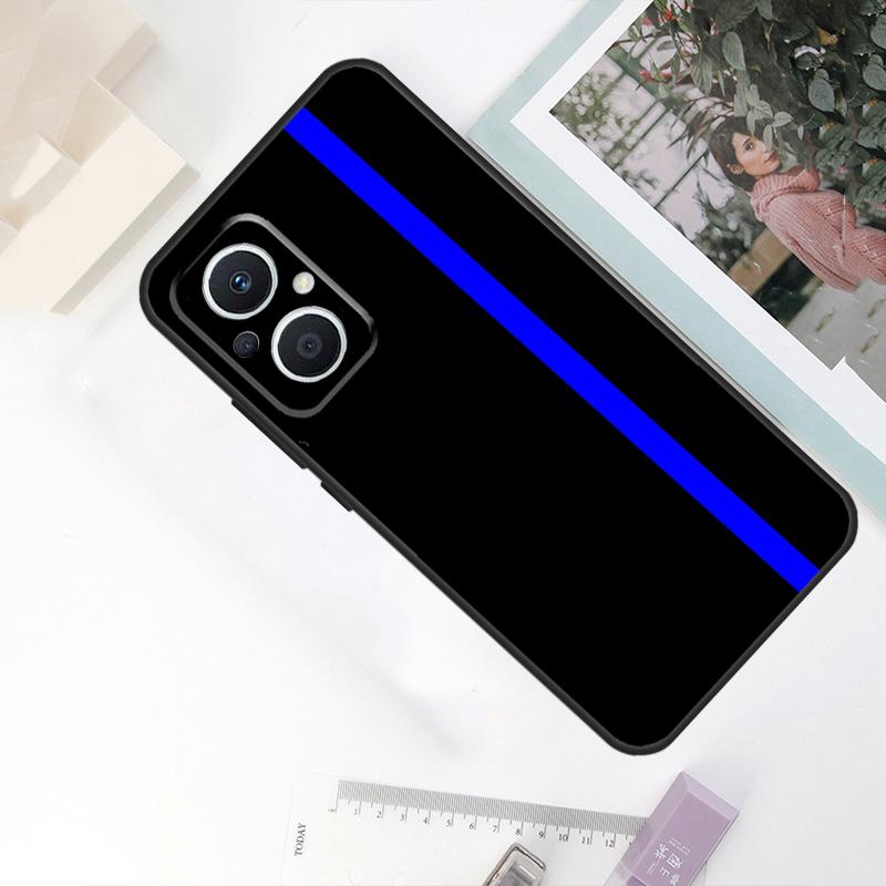 Police Styled Thin Blue Line Flag Case For OPPO Reno 8T 4Z 5Z 11F 10 Pro 4 5 6 8 7 Lite OPPO Find X6 X5 Pro X2 X3 Neo Cover