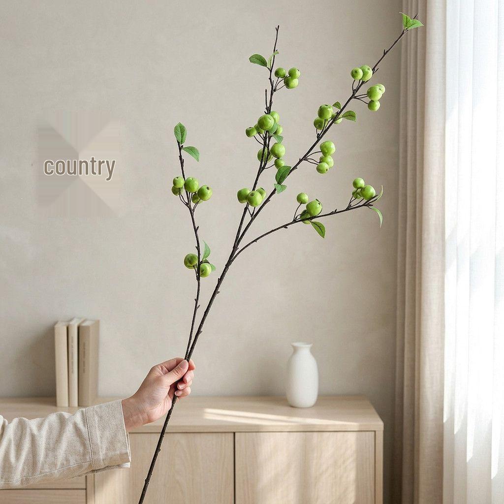 Luxurious Faux Green Apple Plant Branches: Fresh Home and Restaurant Decor Ornament