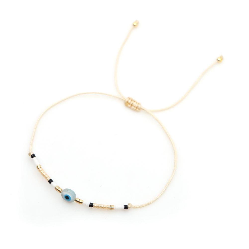 Niche Ethnic Style Miyuki Seed Bead Bracelet: Deep Sea Blue Eye Shell Lucky Braid