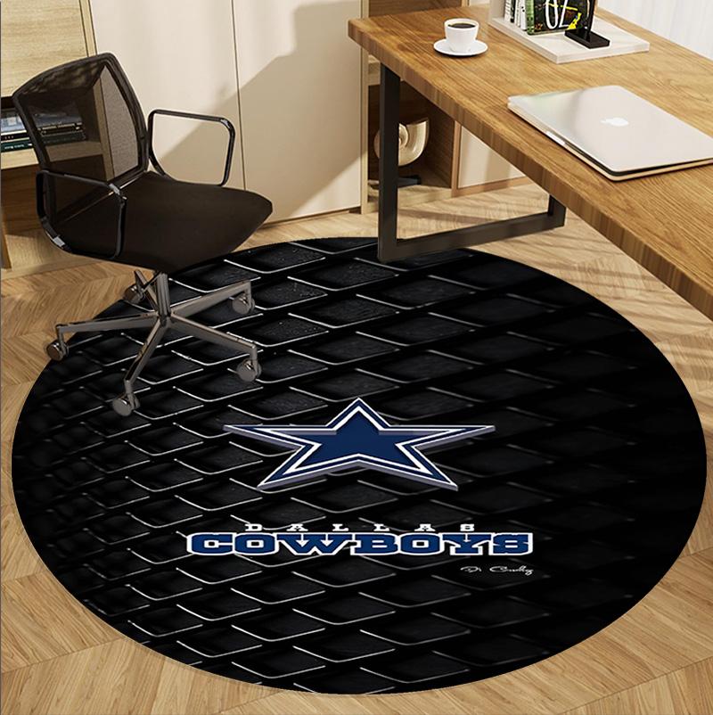 Dallas Cowboys Pattern Round Rug, Indoor/Outdoor Mat, for Picnic, Gameroom, Bedroom, Office, Living Room, Home Decor Carpet, Birthday Gift