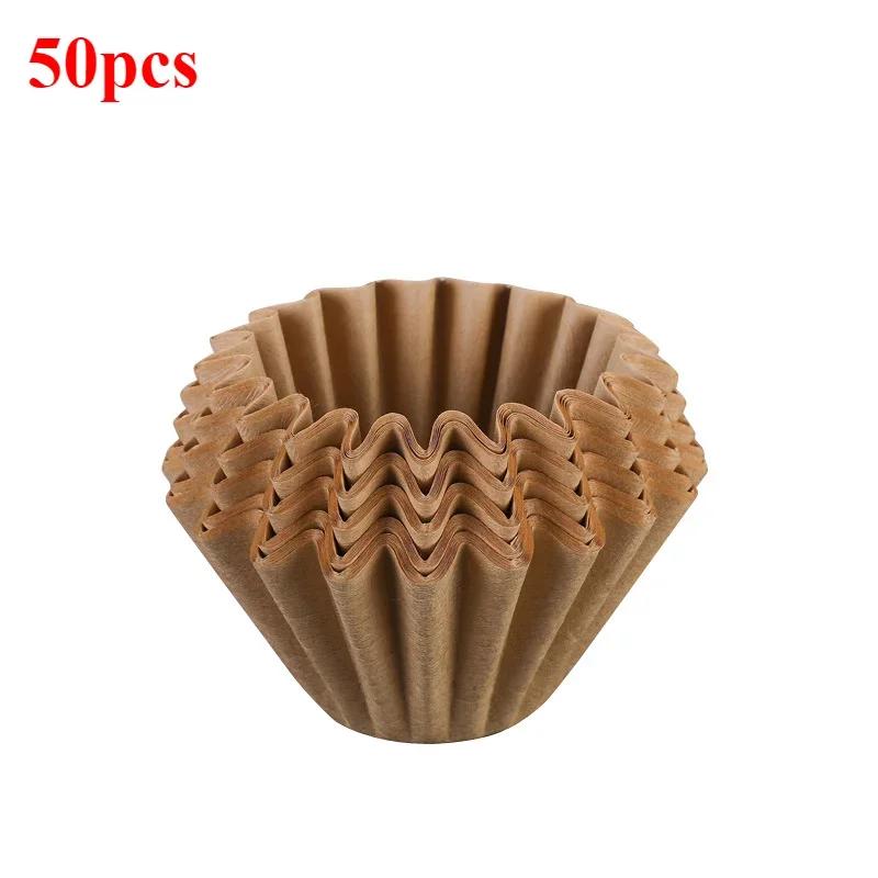 50pcs 1-2Cups Basket Coffee Paper Filter Pour Over Filter Papers Fits B75 Coffee Dripper Basket Dripper Coffee Filter Paper
