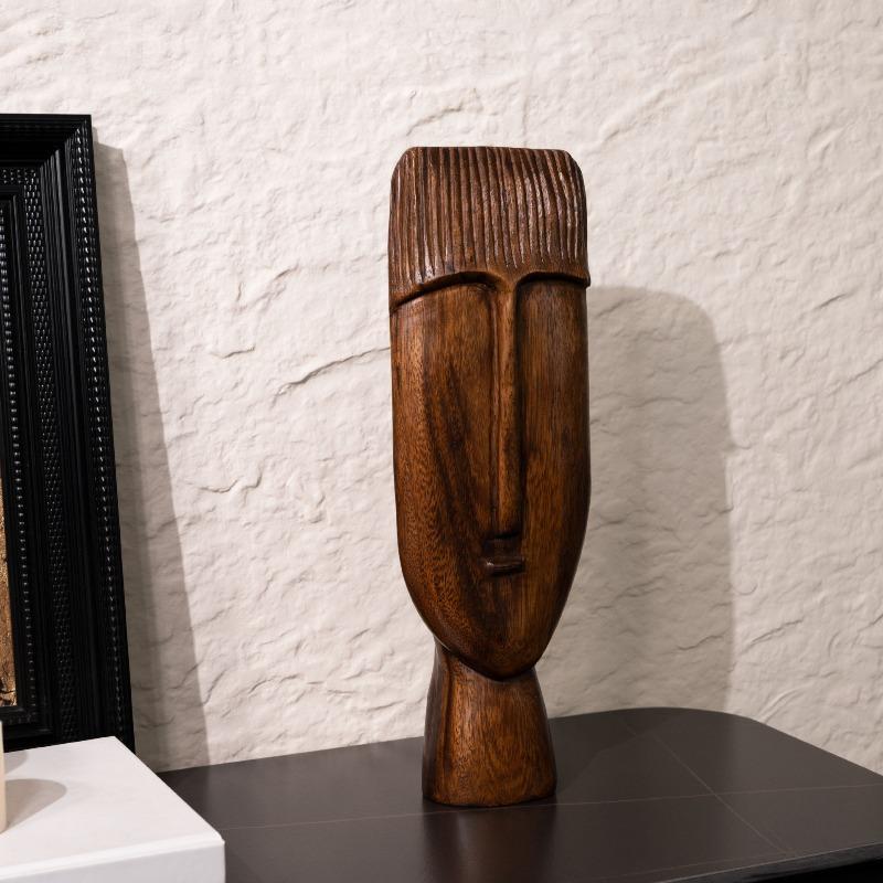 Creative Face Figurines Living Room Desktop Figurines Bedroom Wood Grain Decor Ornaments Modern Home Decoration Accessories