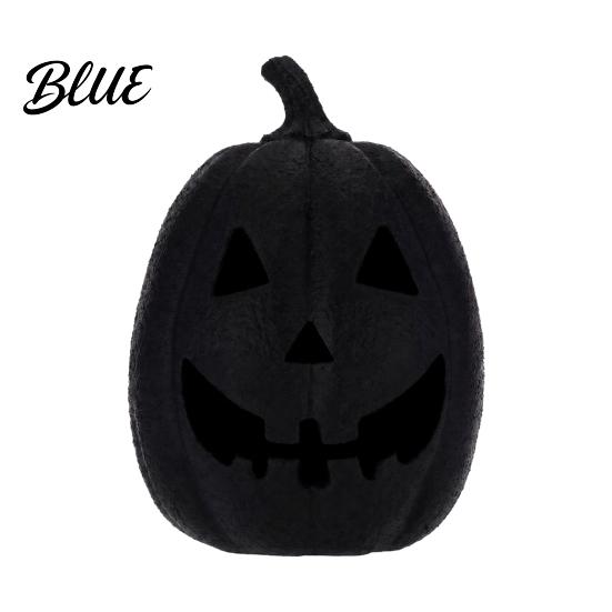 Matte Black Resin Statue Halloween Pumpkin Figurine Spooky Face Sculpture Festival Display Ornament Gothic Tabletop Centerpiece for Home Table