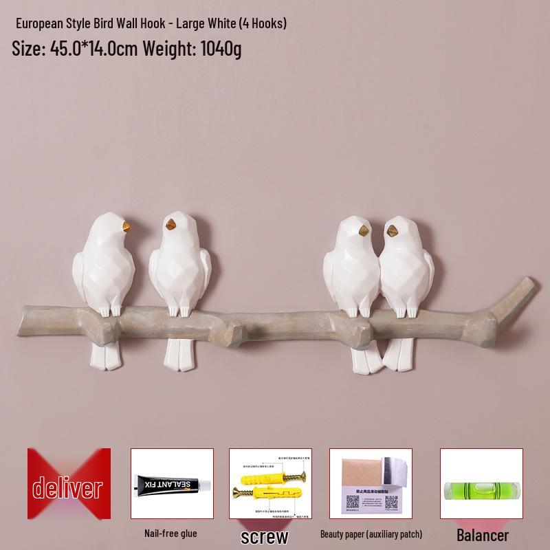 Handcrafted European-Style Small Bird Wall Hook for Keys & Coats