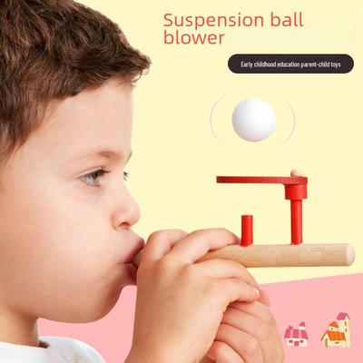 Wooden Children's Musical Blow Toy - Lung Capacity Ball & Doll Set
