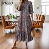 Fashion Summer Spring Short Sleeve V-Neck Casual Dresses