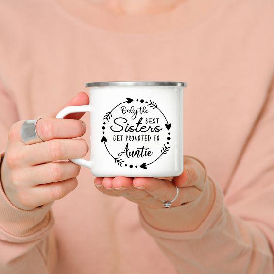 Only The Best Sisters Get Promoted To Auntie Coffee mug Pregnancy  Announcement mugs For  New Aunt Gift for Sisters in law