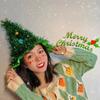 Merry Christmas Hat Green Glitter Christmas Tree Caps Christmas Decoration 2025 Xmas New Year Gifts Home Navidad Party Props