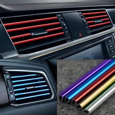 10 Adet 20cm Araba Klima Havalandırma Çıkışı Trim Şeridi U Şekli Krom PVC Renkli Parlak Araba Trim Şeridi Araba Dekorasyonu için
