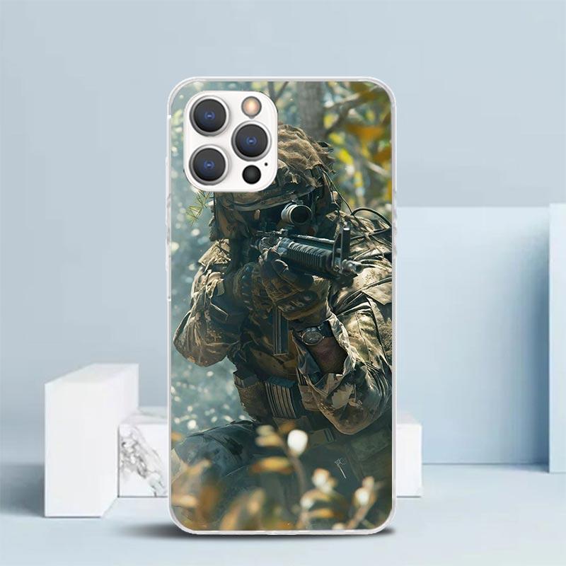Military Army Special Forces Soft Cover for iPhone 16 17 Air 15 14 Pro Max 16E Phone Case 13 Mini 12 11 7 SE 8 Print Pattern Fit