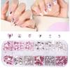 Nailart-Schmuck 12-Gitter-Box Nagelkunst Diamant Gemischtes Set Flacher Boden Speziell geformter Diamant Punktboden Diamant Kombinationsset