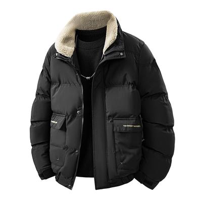 Winter Men's Cotton Jacket, Thick Down Cotton Jacket, Slim Fit Cotton Jacket, Fur Collar, Flip Collar, Thick Coat