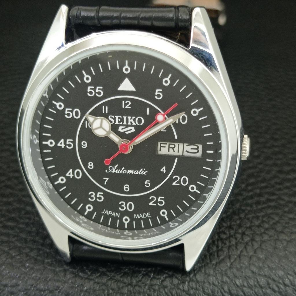 REFURBISHED SEIKO 5 AUTOMATIC 6309A VINTAGE JAPAN MENS BLACK WATCH A442263-1
