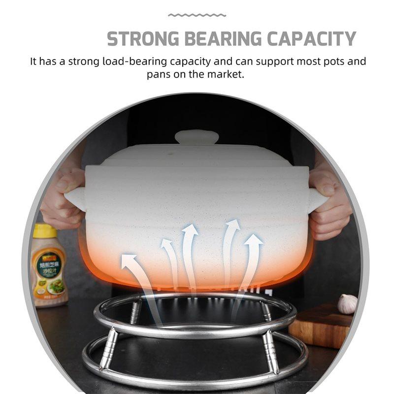 AT21-Stainless Steel Pot Rack Heavy-Duty Load Support Heat-Proof Stove Stand Double-Ring Wok Holder