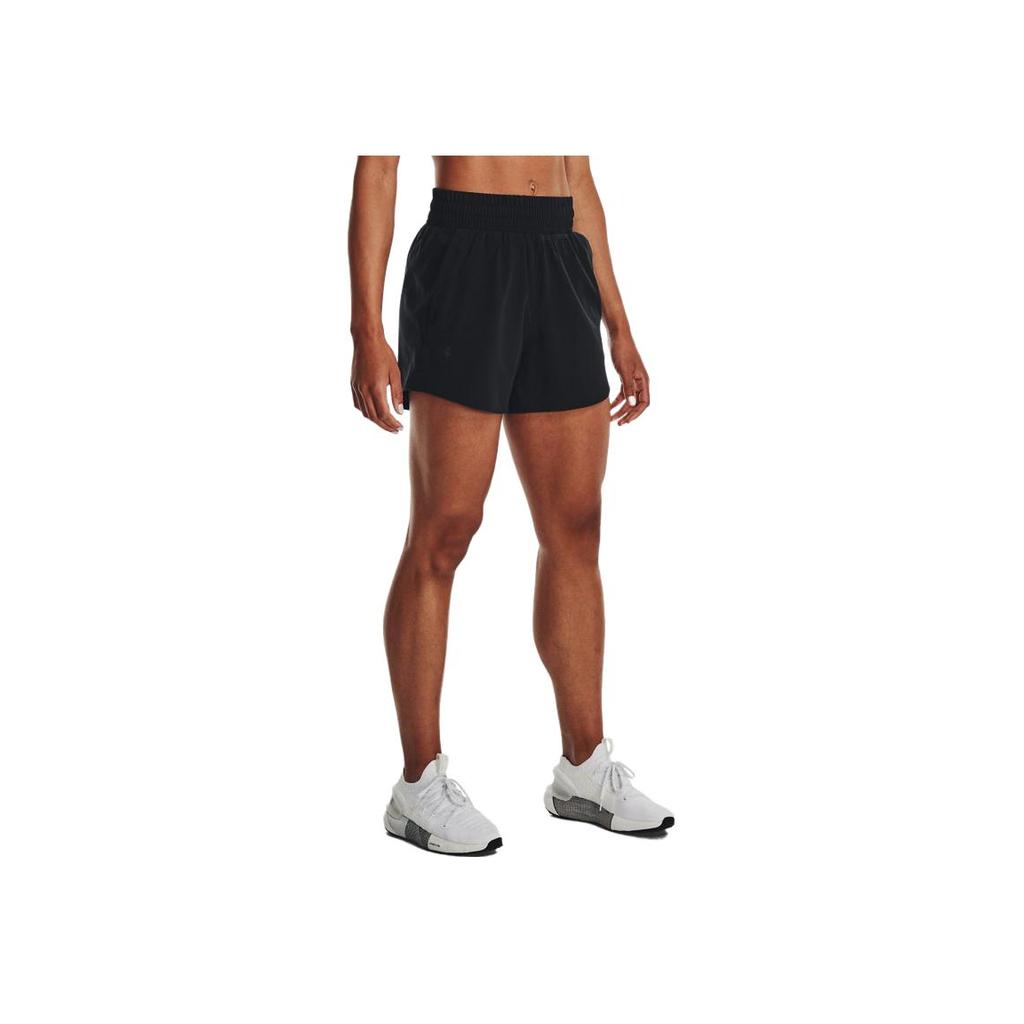 Under Armour Solid Color Elastic Waist Straight Regular Shorts Women Bottoms Black 1376933-001