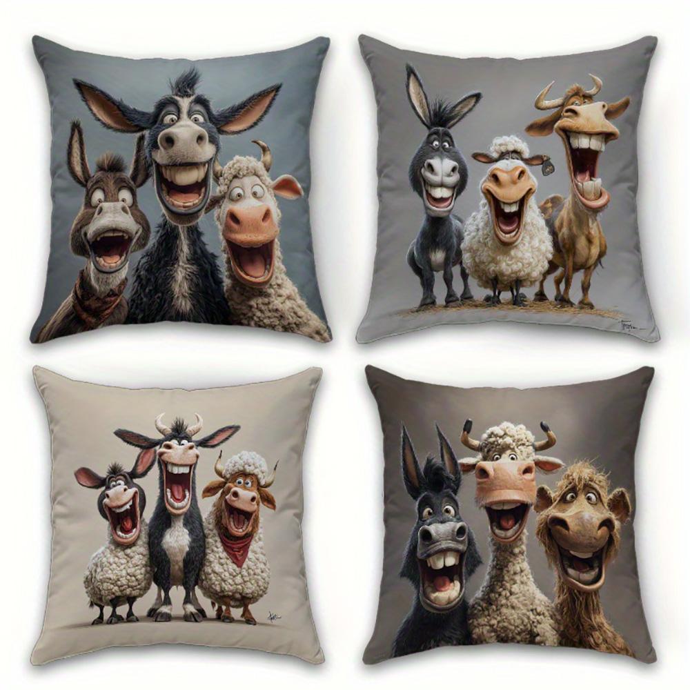 1/4pcs Funny Farm Animal Printed Pillowcases Sofa cushion cover home bedroom room decoration