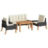 VidaXL Garden Lounge Set 4 Pcs and Cushions Wicker Resin and Solid Wood, Outdoor Lounge Set, Furniture Set 319689
