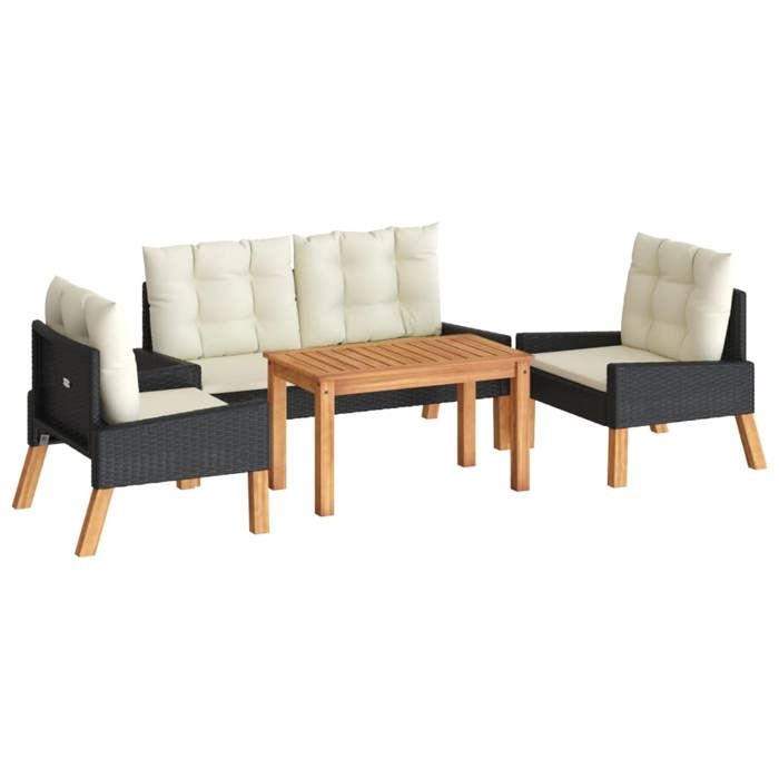 VidaXL Garden Lounge Set 4 Pcs and Cushions Wicker Resin and Solid Wood, Outdoor Lounge Set, Furniture Set 319689