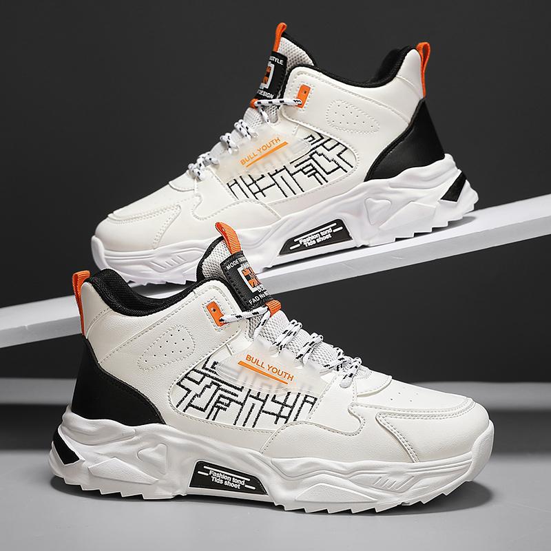 Spring and Autumn Leather High Top Martin Boots British Tooling Locomotive Shoes Versatile Casual Shoes Tide Shoes Outdoor Autumn and Winter Labor In