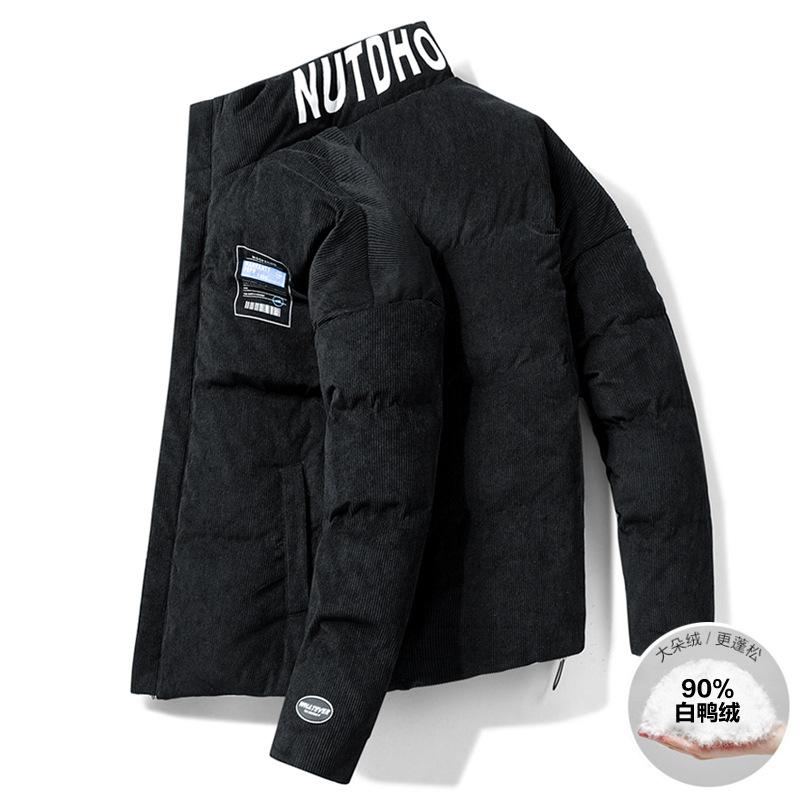 

Men s fall and winter ins Hong Kong-style down jacket thickened hooded jacket loose trend couple dress stand-up collar bread jacket M