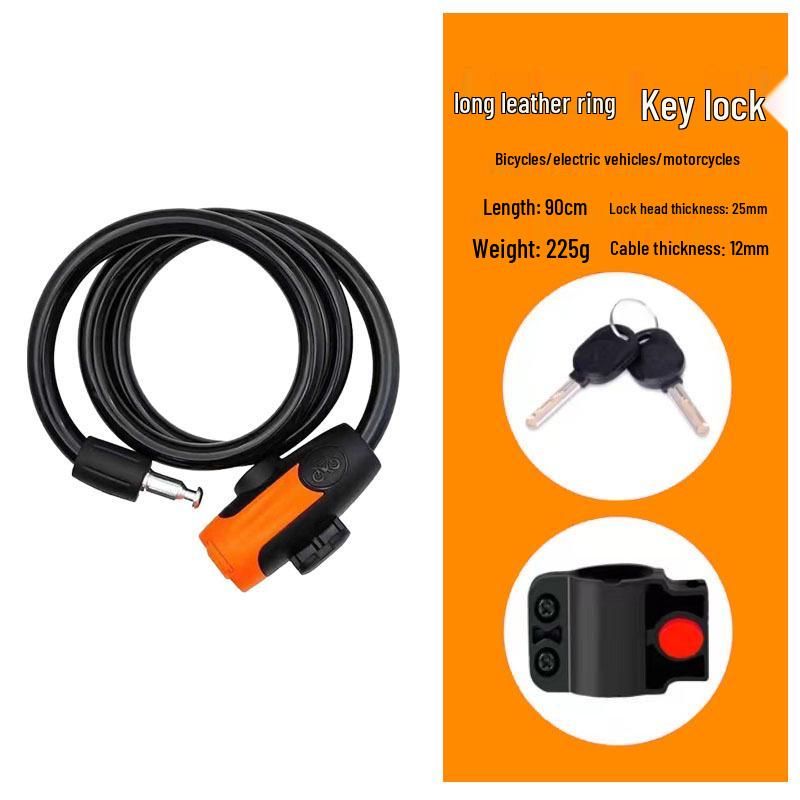 Waterproof Anti-theft Steel Cable Lock for Motorcycles, E-Bikes, and Helmets