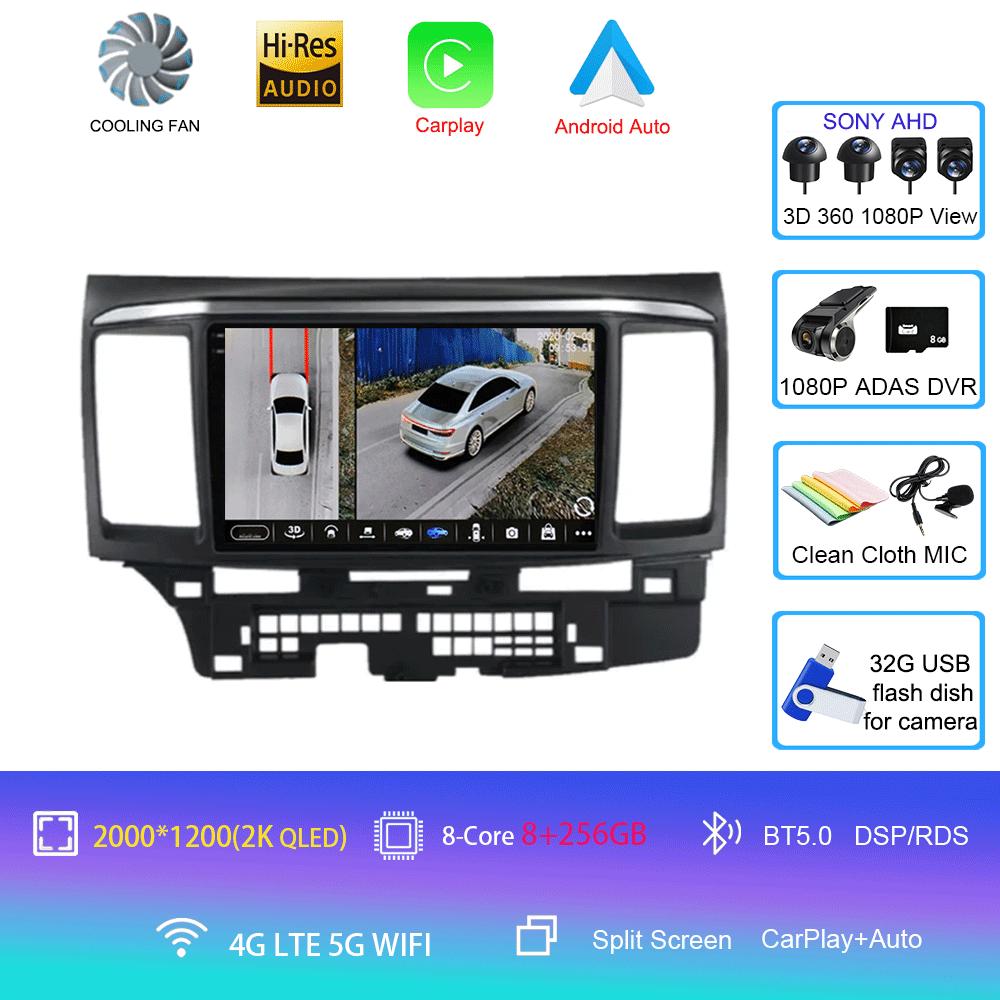 Android 14 Car Radio For MITSUBISHI LANCER 9 10 X 2008 2009 2010 2011 - 2016 9Inch Stereo Audio GPS Player Carplay Auto Screen