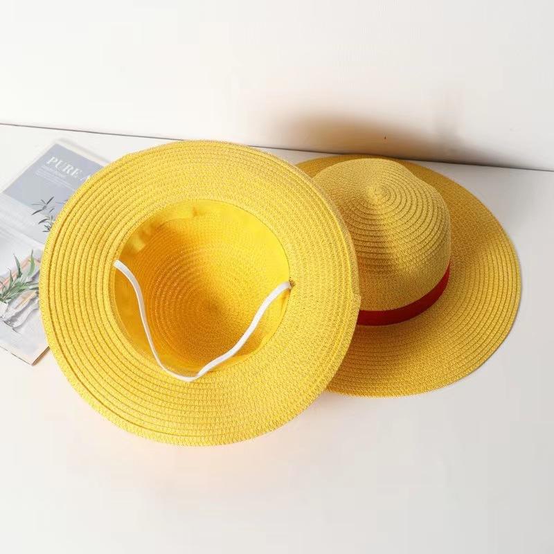 Klobouk Luffy ze Slamáku, COSPALY, Kostýmový slaměný klobouk pro rodiče a děti, Ochranný klobouk proti slunci, Klobouk na vystoupení, Stínicí okraj