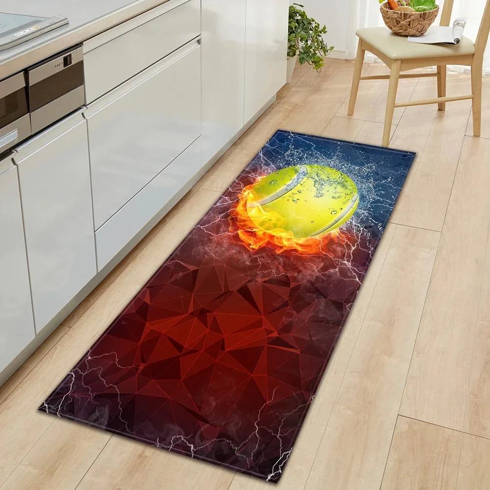 Non Slip Washable Sports Ball Special Effect Theme Runner Mat Dynamic Pattern Rug for Kitchen Hallway Bedroom Home Decor