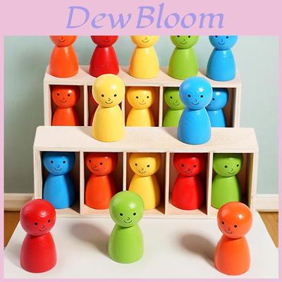 Wooden Childrens Color Matching Blocks With Stackable Design For Toddler Cognitive Development