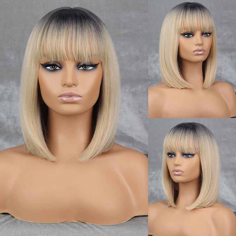 LISI HAIR Dámská móda Délka po ramena Hnědá Rovná Bobová paruka s ofinou Syntetické vlákno Přírodní barva Bobová paruka na denní nošení