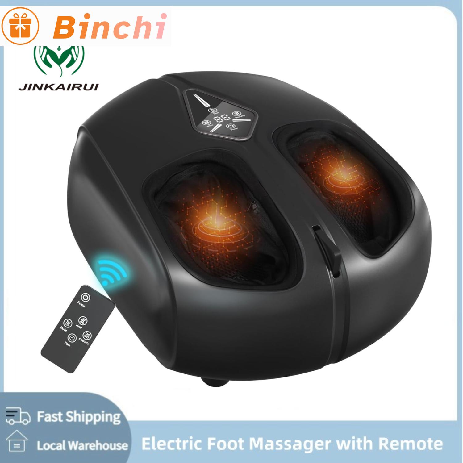Binchi Health Electronics Electric Foot Massager With Heat Airbag Compression Relief For Tired Muscles Plantar Deep Kneading Shiatsu Feet Massage Machine