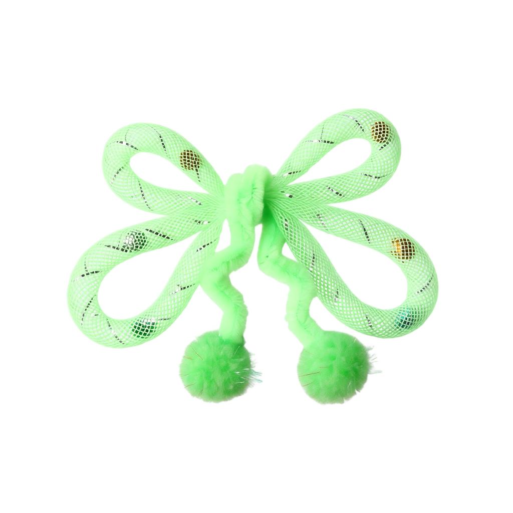 Colorful Shiny Tulle Butterfly Teaser Wand Toy with Flexible Tube for Interactive Play