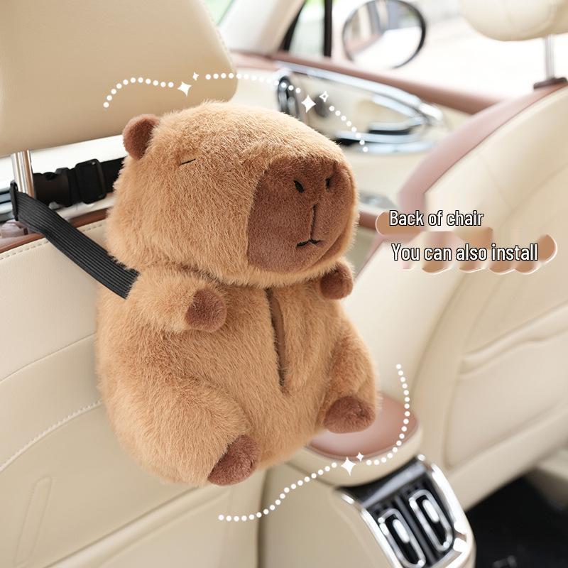 Capybara Car Tissue Holder - Plush Cartoon Multifunctional Tissue Box