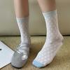 Spring and Summer Children's Thin Style Mid-Calf Socks - Simple Design with Diamond Patterns, Layered Socks In Multiple Colors, Pure Cotton Socks
