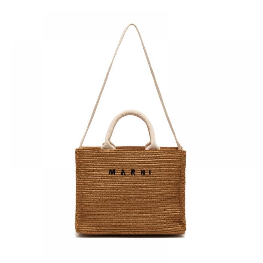 Marni Shmp0077u0 P3860 Z0r42 East West Raffia Small Top Handle Tote