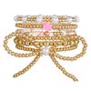 Hot Selling Girlfriend Bracelet Bohemian Pink Bow Pendant Bracelet Female Pearl Crystal Bracelet Set