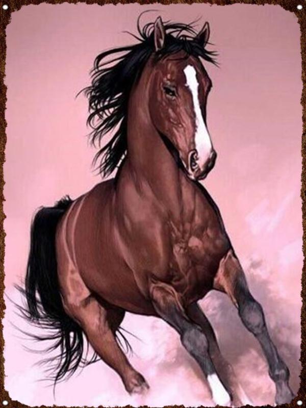 Running Horse Tin Sign Plaque Metal Vintage Wild Animal Shabby Chic Home Decoration Poster Restaurant Plate Iron Paintings Sign