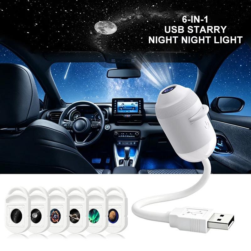 2-in-1 Galaxie Projektor Nachtlicht USB LED Sternenhimmel Lampe 360° Drehung Einstellbare Helligkeit für Schlafzimmer Decke Raum Auto Dekoration