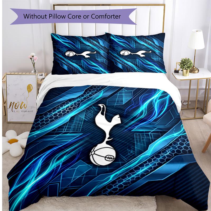 Tottenham Hotspur Muster Gedruckt 3-teiliges Bettwäsche-Set Weich Hautfreundlich Waschbar Bettbezug & Kissenbezüge Set Ganzjahres Schlafzimmer