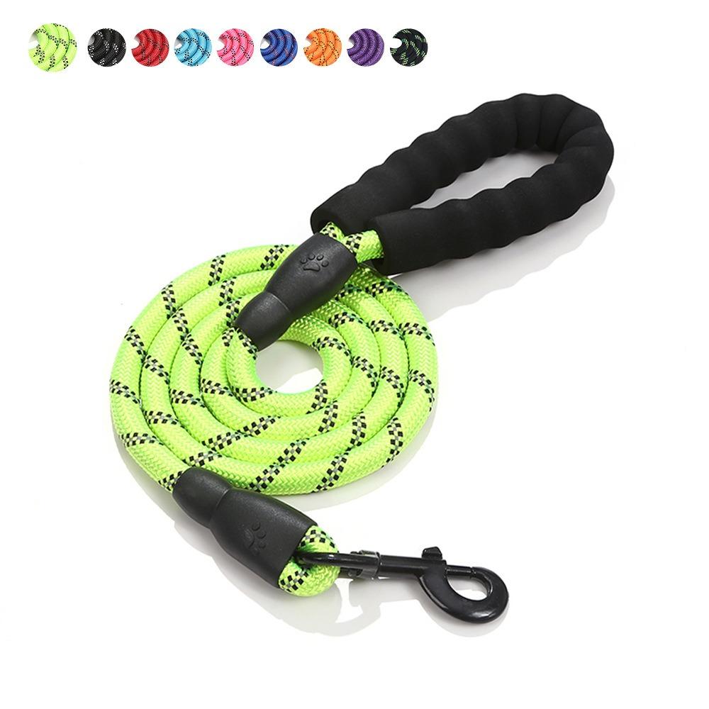 

Reflective nylon round rope dog leash, pet supplies large dog woven rope explosion-proof dog walking rope 1.5M*1.2cm зелёный