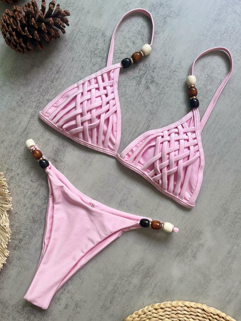 1011 popular bikini European and American solid color sexy split swimsuit women's hot sale