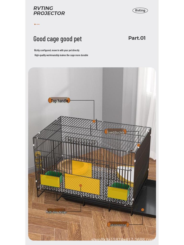Extra Large Rabbit & Guinea Pig Cage with Toilet - Spacious for Household Pets