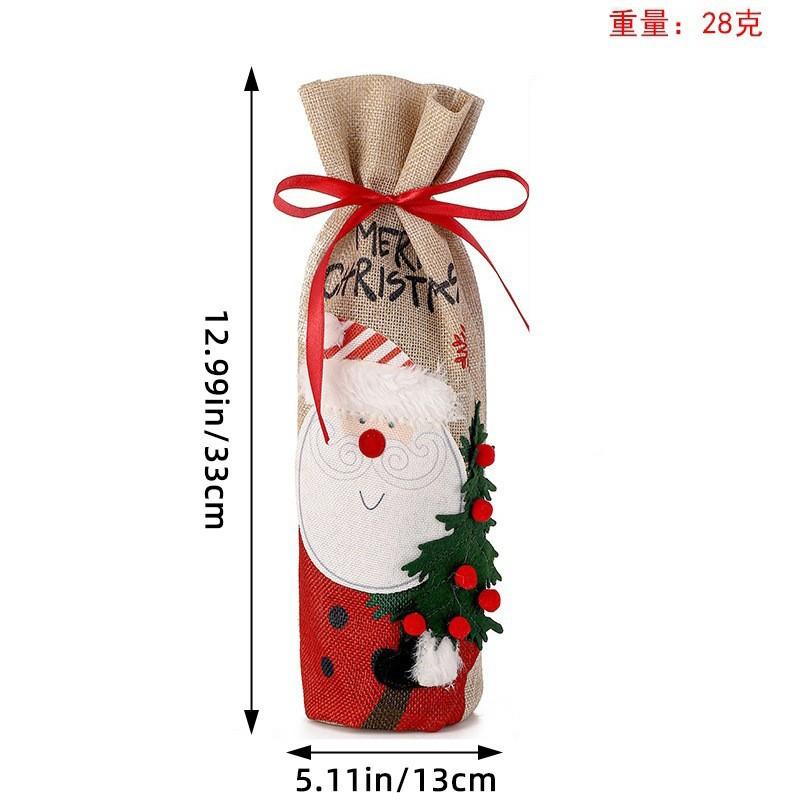 

Санта-Клаус, льняной снеговик, набор для красного вина, обеденный стол в отеле, сумка для бутылки вина, рождественский набор для бутылки вина, аксессуары