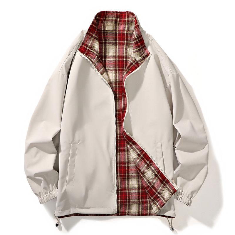 Double Sided Men's Standing Collar Casual Men's Jacket Top Slim Fit Jacket Youth Baseball Suit Flight Suit