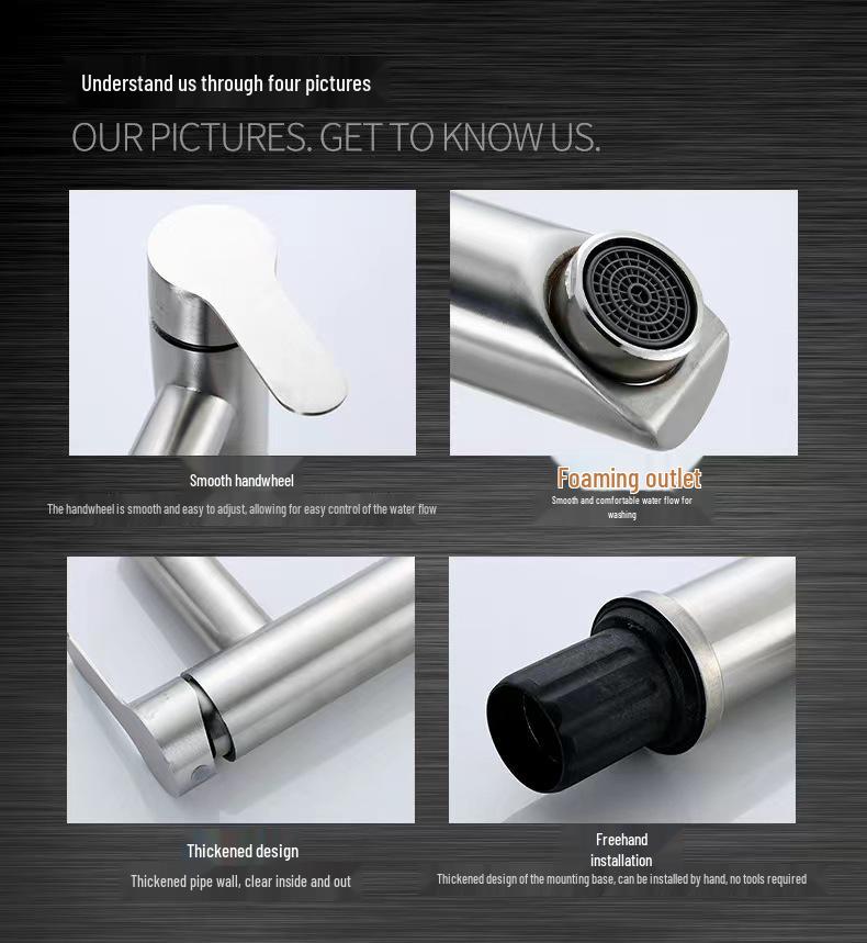 Extended Height Stainless Steel Bathroom Sink Faucet
