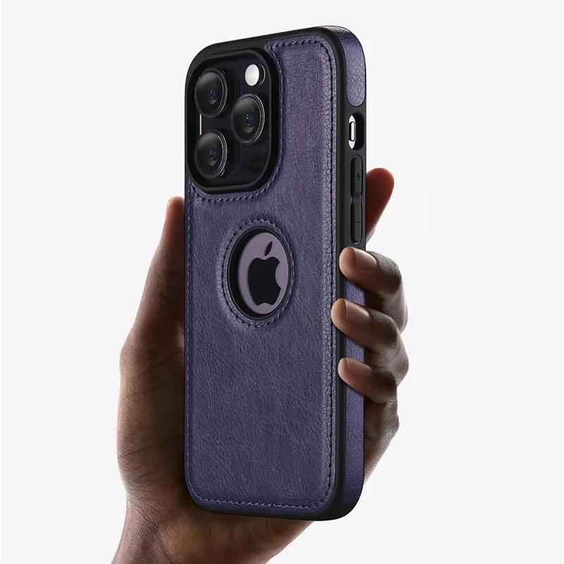 For iPhone 11 12 13 14 15 Pro Max MINI XR XS X SE 6 7 8 Plus Business PU Leather Case Soft Cowhide Shockproof Protective Cover