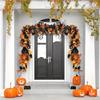 Halloween Wreath with Gothic Maple Leaves & Pumpkin Vines with Spider Accent for Spooky Fall & Fireplace Decor Halloween Garland