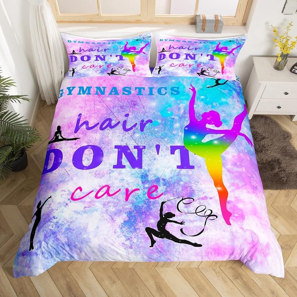 Comforter Gymnastics Gymnast Gifts Twin For Girls Teens Womengymnastics Lover Comforter Dancer Silhouette Bedding Set