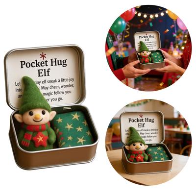 Christmas Pocket Hug Gift with Inspirational Card Handmade Felt Positive Keepsake for Family and Friends Office Home Decor