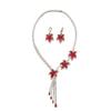 20 Maple Leaf Flower Zircon Necklace Earrings Set Handmade Zircon Exquisite Jewelry Set